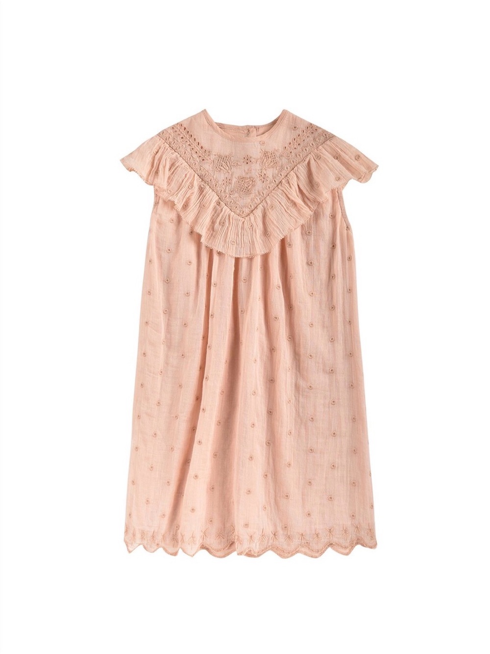 Louise Misha Designer Girls Blush Pink Embroidered Ruffle Lined Dress 4 Years